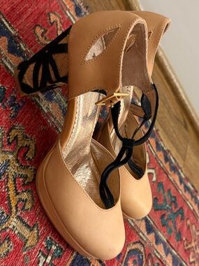 Miss Albright Nude/Tan Peep-Toe Slingback Heels